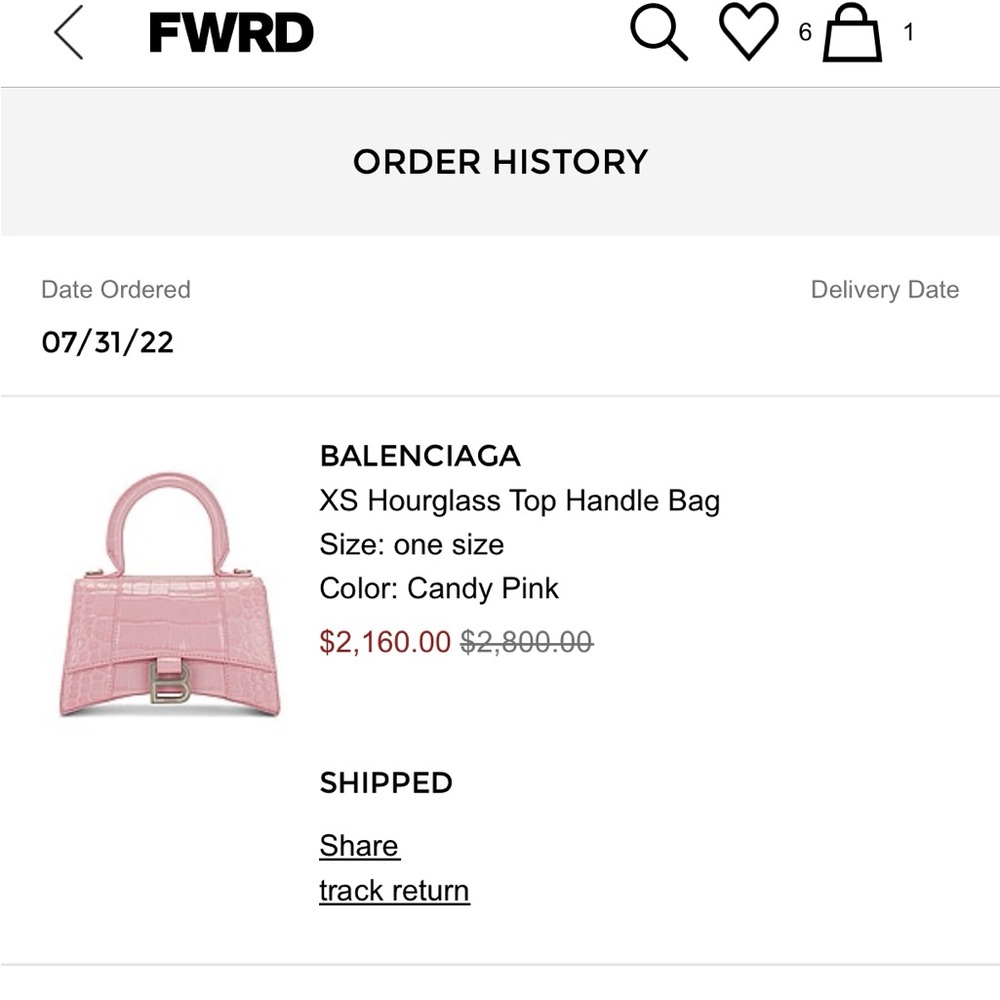 Balenciaga XS Hourglass Top Handle Bag Candy Pink Croc-Embossed Handbag - Picture 8 of 9